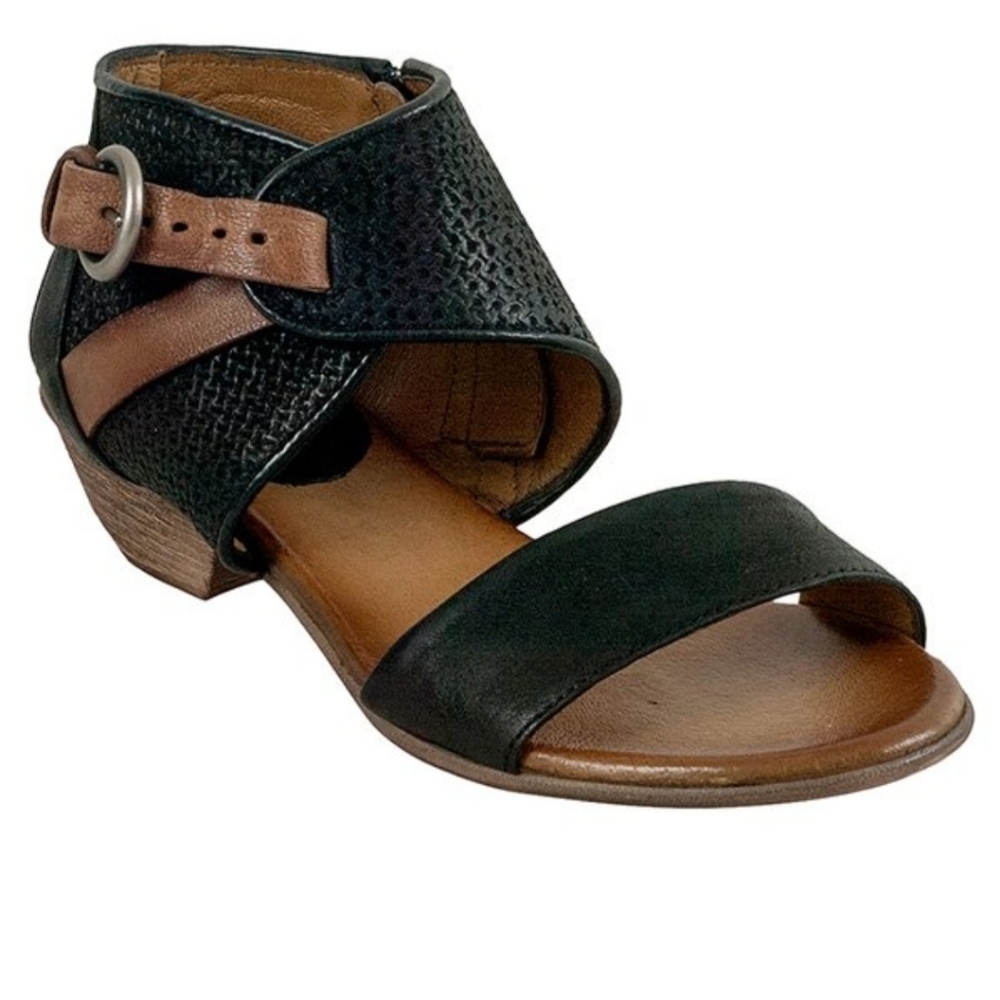 Miz Mooz Black Cheerful Leather Pebble Sandals